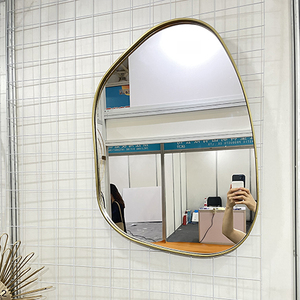 51*72Cm Chất Lượng Cao Không Thường Xuyên Trang Trí Gương Lớn Vàng Khung Phòng Tắm Tường Gương Với Móc An Toàn - Product Image 4