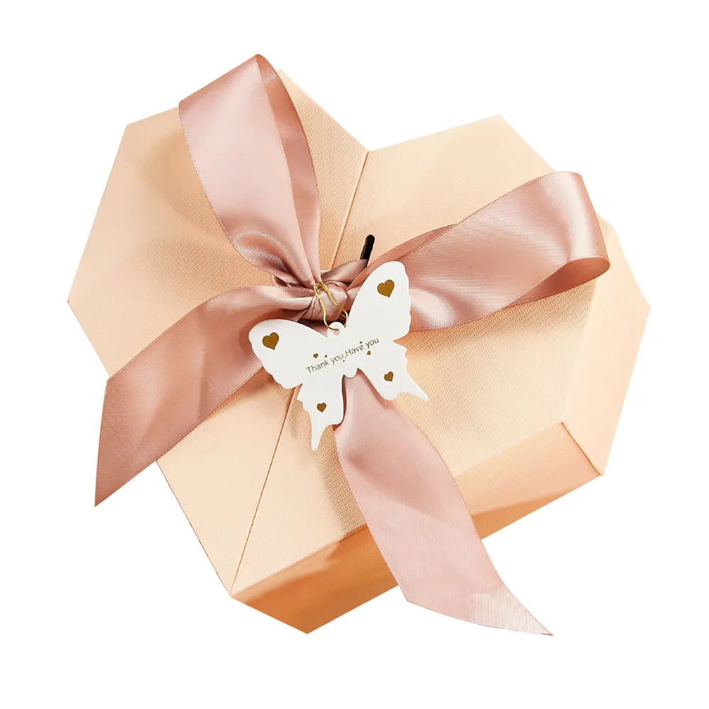 VBOX — boîte cadeau en papier en forme de cœur, fleur, pour la saint-valentin, avec ruban