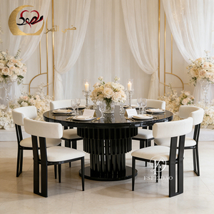 Luxury Modern Black Stainless Steel Round Dining <b>Table</b> Set for Wedding Hotel Apartment Use - Product Image 1