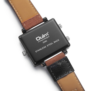 Oulm 3595 Fashion Bruin Heren Quartz Horloge <span class=keywords><strong>Excel</strong></span> Canvas Band 3 Tijdzone Analoog Display Vintage Sport Populair Polshorloge - Product Image 4