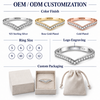 Bague de mariage en argent sterling 925 avec moissanite ronde en forme de V, sertie à griffes, empilable, taille personnalisée, fabricant de bijoux OEM