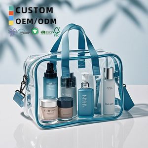 Small Transparent <b>Makeup</b> Bag PVC Cosmetic Organizer With Strap Reusable Waterproof Beauty <b>Case</b> for Travel and Work - Product Image 1
