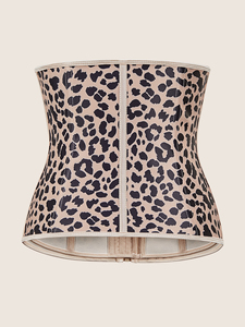 LANGQIN Corset amincissant en latex à imprimé léopard, respirant, avec fermeture éclair et crochets, contrôle ferme, effet sablier pour <span class=keywords><strong>femme</strong></span> - Product Image 5