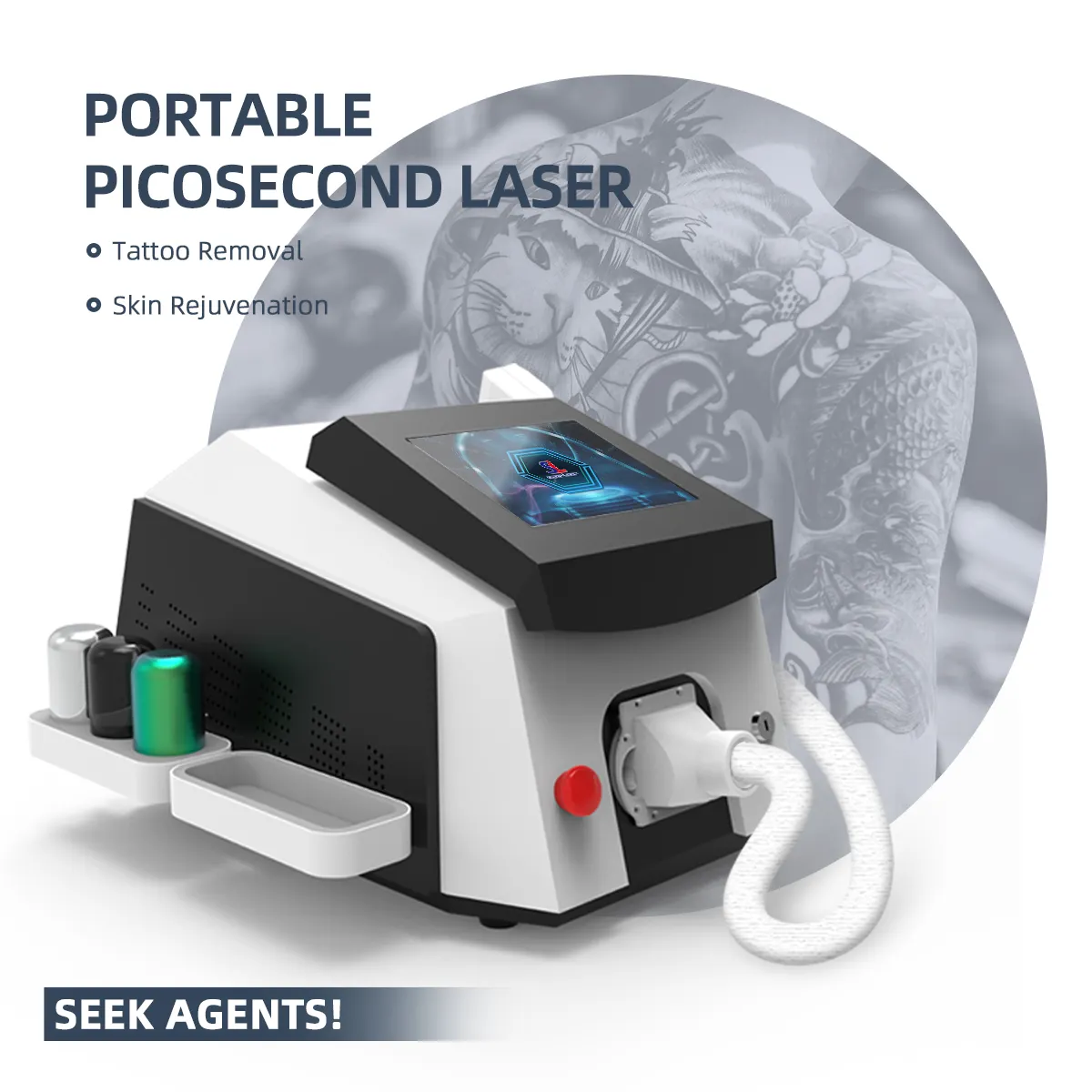 Machine de détatouage au laser enlever l'épilation au laser picoseconde et la machine de tatouage nd yag mini q laser domestique commuté