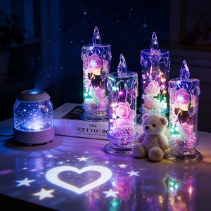 Juego <span class=keywords><strong>de</strong></span> <span class=keywords><strong>Cuatro</strong></span> Velas LED con Forma <span class=keywords><strong>de</strong></span> Rosa Rosa, con Diseño <span class=keywords><strong>de</strong></span> Luz Parpadeante para Crear una Atmósfera Romántica Perfecto - Product Image 2