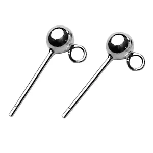 Stainless Steel Earring Backs Post Ear Stud Pin Ball Post with Loop Jewelry Making DIY Finding