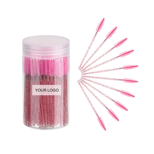 50pcs <b>Bottle</b> Glitter Diamond Eyelash Cleaning <b>Brushes</b> Disposable Plastic Lash Extension <b>Brush</b> - Product Image 4