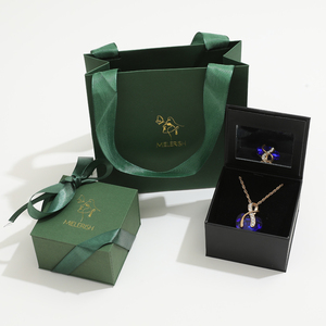 Wholesale Square Magnetic Jewelry <b>Box</b> with <b>Mirror</b> Custom Logo Cardboard <b>Box</b> with Matching Gift Bag - Product Image 5