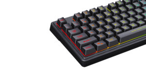 CE ROHS คีย์บอร์ดแบบไร้สายชาร์จได้สองโหมด RGB ไฟสีรุ้งพร้อมแบตเตอรี่ในตัวสำหรับแล็ปท็อปโน้ตบุ๊คตั้งโต๊ะ - Product Image 3