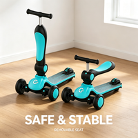 Trottinette à 3 roues pour enfants, cadre en aluminium pliable ABEC-7, siège amovible, facile à transporter, vente chaude