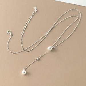 S925 <b>Silver</b> Korean Version Retro <b>Necklace</b> <b>Simple</b> Pearl Series for Women's Summer D9316 Accessory - Product Image 3