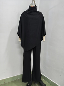 Conjunto de 2 Piezas para Mujer: Capa con Cuello Alto y Pantalones Acampanados - Conjuntos Asimétricos Drapeados de Moda para Mujer - Product Image 6