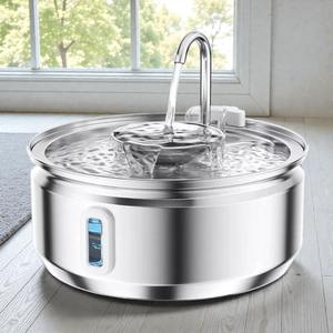 Fontaine à eau automatique pour chien en acier inoxydable moderne, écologique et résistante à la rouille, 3,2 L, avec fenêtre de niveau d'eau verticale pour petits animaux - Product Image 1