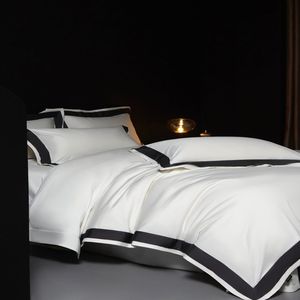 Juego de edredón de retales de gama alta, sábanas de algodón 500TC, cobertores de tamaño Queen <span class=keywords><strong>King</strong></span>, juego de cama de Color blanco sólido - Product Image 2