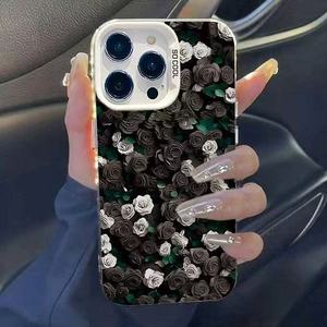 Offre Black <span class=keywords><strong>Friday</strong></span> – Coque iPhone motif rose mural INS tendance pour <span class=keywords><strong>Apple</strong></span> iPhone 17 Pro Max, 17 Pro, 17 Air, XS Max – Bordure noire élégante - Product Image 6