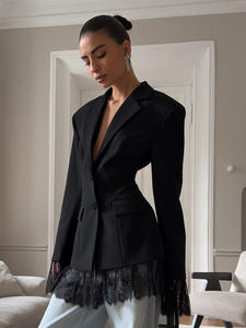 Abito in <span class=keywords><strong>pizzo</strong></span> stile europeo e americano <span class=keywords><strong>con</strong></span> tasche a conchiglia e design aderente <span class=keywords><strong>con</strong></span> lacci in vita - Product Image 3