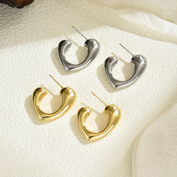 Boucles d'oreilles clous Gaovo minimalistes et élégantes en forme de cœur bulle, plaqué or 18 carats, acier inoxydable poli miroir, bijoux pour femme à porter au quotidien