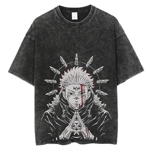 Jersey de algodón de verano Harajuku inspirado en Anime, camiseta de manga corta con técnica de lavado ácido, estampado de pantalla, suelto, largo, Formal Cool - Product Image 1