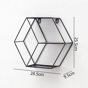 European Style Double-Tiered Iron Hexagonal <b>Wall</b> <b>Shelf</b> Modern Hanging Metal <b>Storage</b> Rack for Living Room Bedroom <b>Wall</b> Decoration - Product Image 3