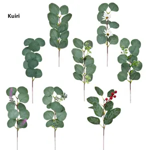 2024 faux fake Seeded Eucalyptus Leaves Stem Artificial Silver Dollar Eucalyptus Leaves Plant for Wedding Decoration