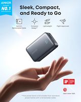 Anker A1638 Nano Power Bank 10 000 mAh Chargeur portable avec câble rétractable InstaCord 45 W max Batterie compacte