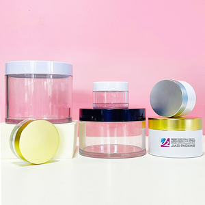 50ml 100ml 200ml 300ml face scrub packaging clear pet round wide mouth low profile plastic cosmetic body butter jars with lid