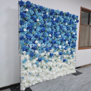 Nouveau 5D Rose Fleurs Panneau Mural Toile de Fond Décor De Mariage Soie Artificielle Bleu Et Blanc 8ft x 8ft pour La Fête De Mariage - Product Image 5