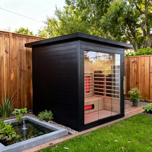 Традиционная гибридная инфракрасная сауна из цельного канадского кедра на 1-4 человека с полным спектром излучения для улицы, в продаже - Product Image 1