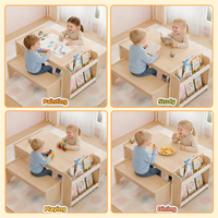 Ensemble table et chaises pour enfants avec plateau large, table d'étude multifonctionnelle pour enfants et centre d'activités avec rangement pour livres