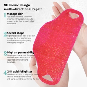 <span class=keywords><strong>Masque</strong></span> en feuille d'hydrogel OEM à marque privée, poudre rose dorée virale, réducteur de double menton, sculptant la ligne du <span class=keywords><strong>visage</strong></span>, raffermissant, végétalien, vente en gros - Product Image 2