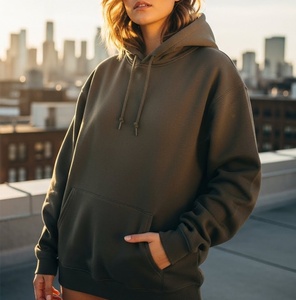 Sweats à capuche pour femmes de haute qualité, vente en gros, logo personnalisé, épaules tombantes, broderie, sweats à capuche surdimensionnés - Product Image 2