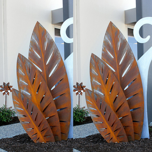 Laser Cut Decorative Privacy <strong>Garden</strong> <strong>Free</strong> <strong>Standing</strong> Tree Leaf Design Art Pattern Corten Steel Natural Rust Metal <strong>Screen</strong> - Product Image 4