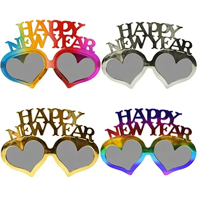 Happy New Year Glasses Plastic Love Shaped Sunglasses for Holiday Party Supplies Atmosphere Decoration Props