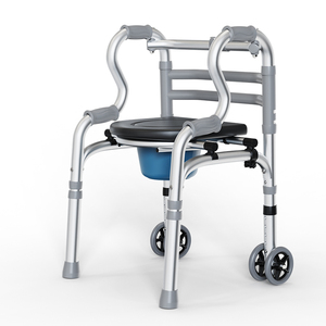 Marcheur et déambulateur assisté tout-en-un <span class=keywords><strong>pour</strong></span> senior avec siège confortable Commode Douche Toilette Assistance - Product Image 4