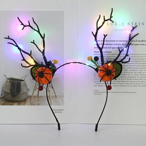 Christmas Deer Antler Flowers Halloween <strong>Pumpkin</strong> Headdress Ghost Skull <strong>Headband</strong> for Cosplay Festival Hair Decoration - Product Image 4