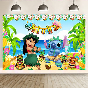 Suministros promocionales para fiestas Lilo y <span class=keywords><strong>Stitch</strong></span> telón de <span class=keywords><strong>fondo</strong></span> fiesta Feliz cumpleaños decoración <span class=keywords><strong>Fondo</strong></span> telones de <span class=keywords><strong>fondo</strong></span> - Product Image 3