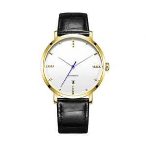 Montres mécaniques en or Moissanite en gros pour hommes, montres automatiques de date pour affaires, montre-bracelet lumineuse, horloge étanche - Product Image 5