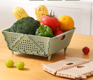 Cestino per Frutta GREENSIDE, Pieghevole, Contenitore in <span class=keywords><strong>Plastica</strong></span> per Conservazione Domestica, Scatola di Stoccaggio con Drenaggio per Soggiorno e Cucina - Product Image 2