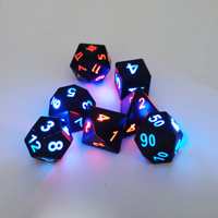 Lot de dés de casino polyédriques noirs personnalisés de 19 mm pour jeux de rôle D&D, dés lumineux électroniques clignotants D6 D% avec LED