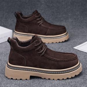 Botas de montaña estilo británico para hombre, con suela gruesa, para otoño, para exteriores, que aumentan la altura. - Product Image 2