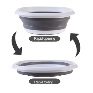 Camping folding vegetable fruit hand wash basin plastic kitchen sink collapsible round wash tub laundry basin