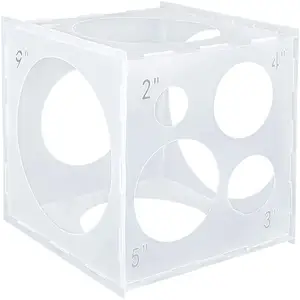 Caja plegable de plástico para globos, herramienta de medición de tamaño para decoraciones, arcos, 2-10 pulgadas