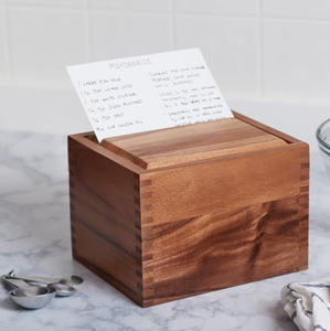 Boîte à <span class=keywords><strong>recettes</strong></span> en bois d'acacia avec séparateurs - Organisateur de cartes de cuisine à 2 compartiments avec étiquette - Product Image 4