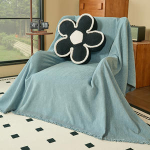 Funda de Sofá de Chenilla Azul Claro, de un Solo Asiento, Moderna, de Color Sólido, Gruesa, Antipolvo, para Todas las Estaciones - Product Image 1