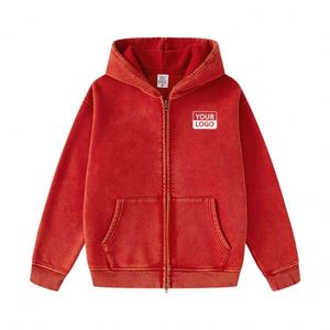 Sudadera con capucha vintage con cremallera y logotipo personalizado al por mayor, chaqueta lisa de peso pesado para hombre, sudadera con capucha con cremallera lavada al ácido para hombre - Product Image 5