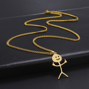 Mydhape collana Doodle Hip Hop per le donne in acciaio inox a catena collo lungo moda dito medio <span class=keywords><strong>Stickman</strong></span> gioielli nuovi - Product Image 1