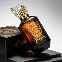 Flacon de parfum en verre transparent de luxe de 50 ml avec bouchon à baïonnette, couleur dégradée et boîte d'emballage personnalisable