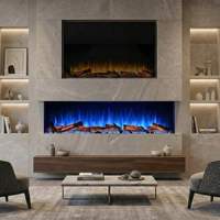 Cheminée électrique encastrée moderne à 3 faces en verre, avec LED réalistes et télécommande, couverture de 400 pieds carrés, chauffage décoratif d'intérieur