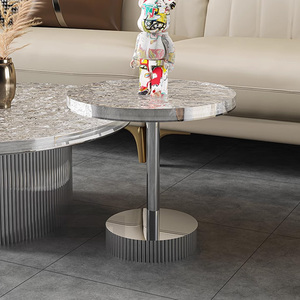 Gainsville Furniture <span class=keywords><strong>table</strong></span> basse ronde en acrylique avec <span class=keywords><strong>design</strong></span> en cristal et vagues, style moderne et clair - Product Image 5