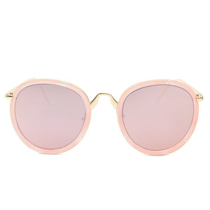 Maidis <b>Round</b> Sunglasses Pink <b>Mirror</b> Lens Gold <b>Frame</b> Unisex UV400 Protection Fashion Style - Product Image 5